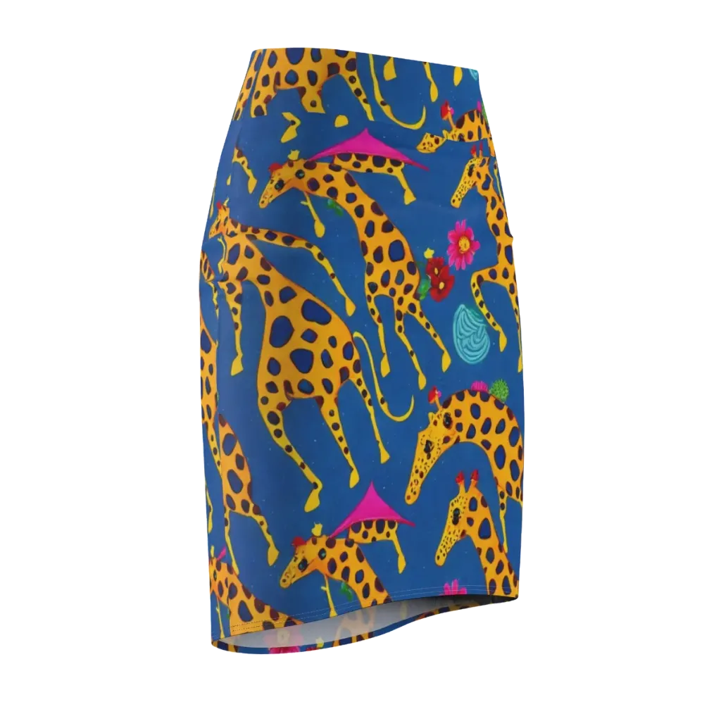 Giraffe Garden on Pencil Skirt — Front Side