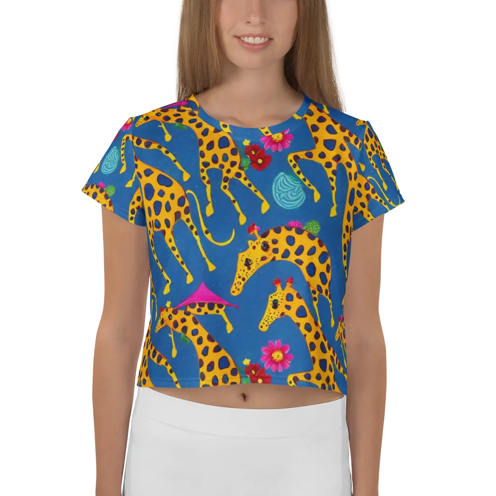 Giraffe Garden on Crop Tee — Front