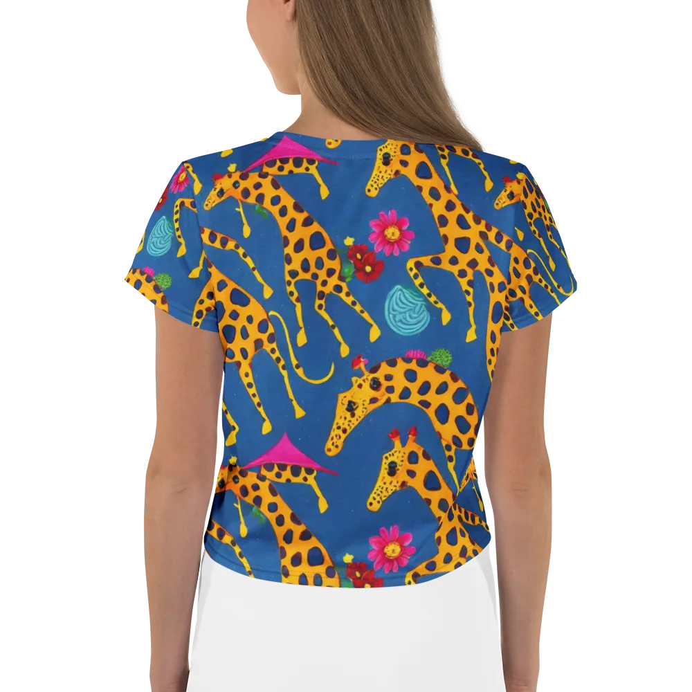 Giraffe Garden on Crop Tee — Back