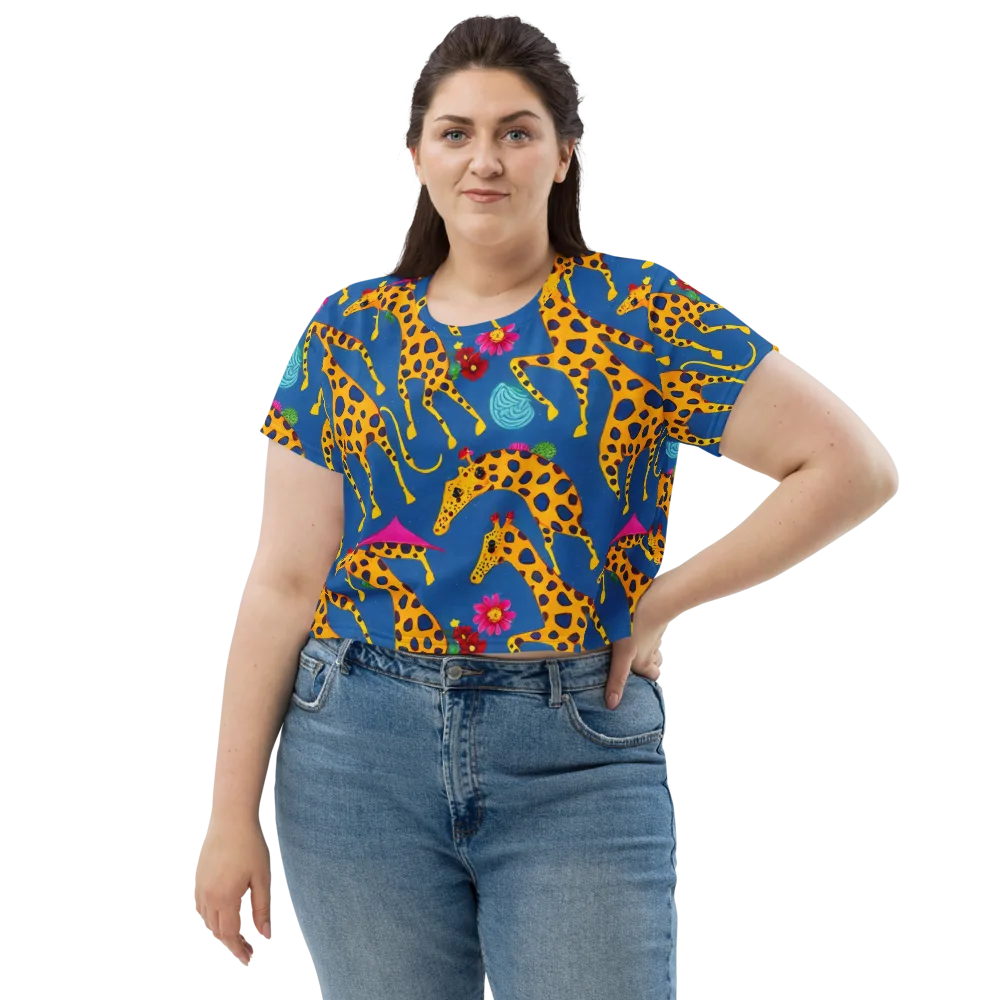 Giraffe Garden on Crop Tee — Front