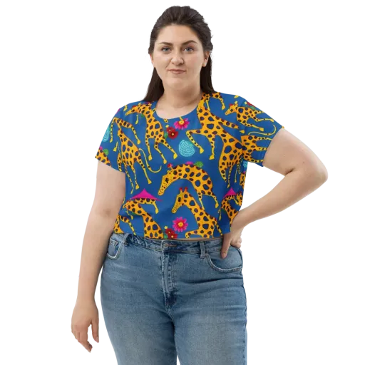 Giraffe Garden on a Crop Tee