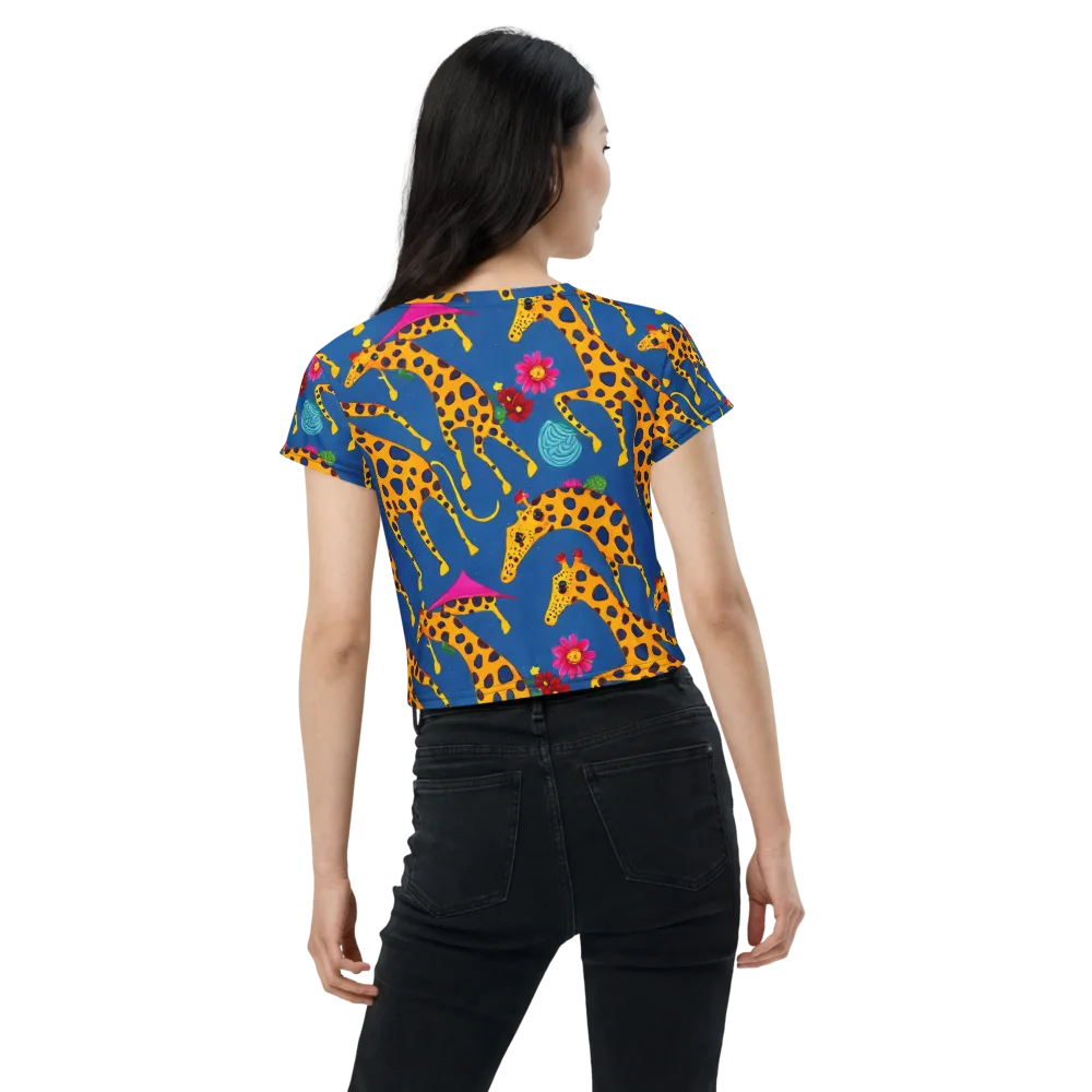Giraffe Garden on Crop Tee — Back