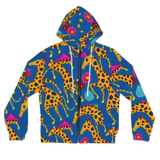 Giraffe Garden on a Women's Full-Zip Hoodie