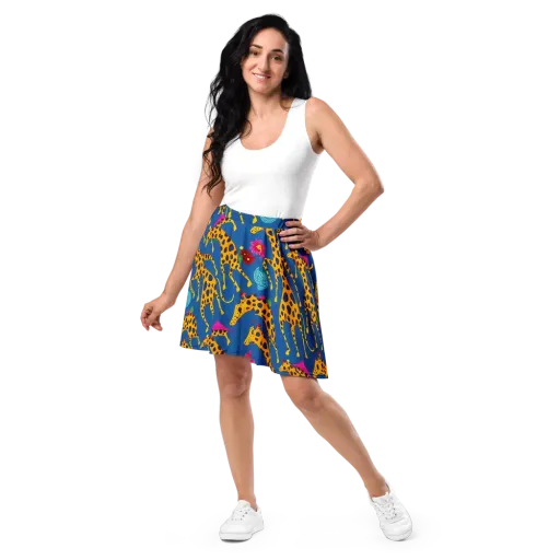 Giraffe Garden on a Skater Skirt