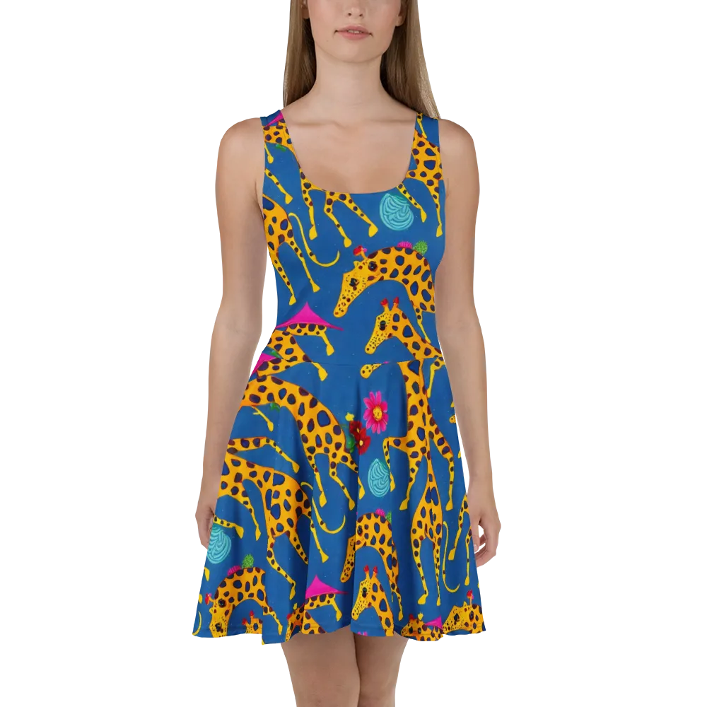 Giraffe Garden on Skater Dress — Front