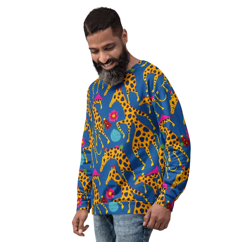 Giraffe Garden on Sweatshirt — Left Front