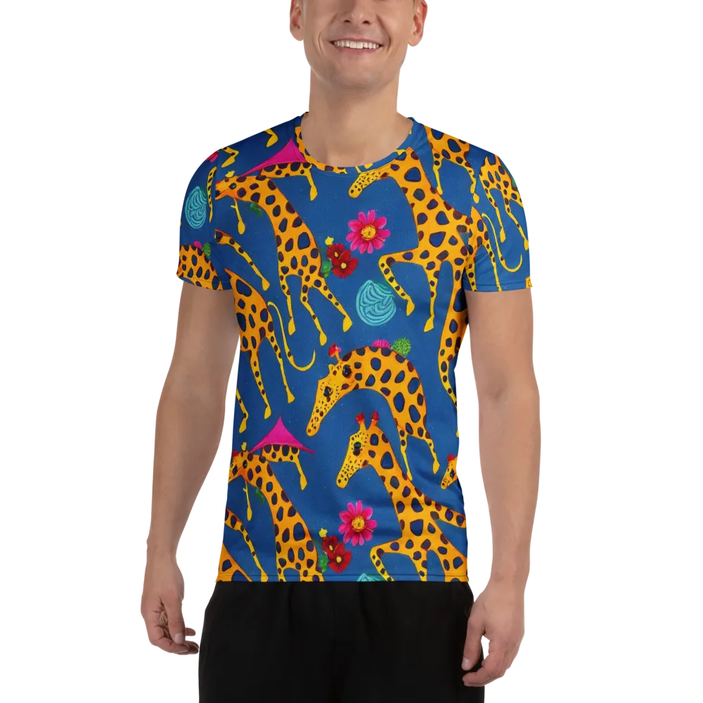 Giraffe Garden on Men's Athletic T-Shirt — Front