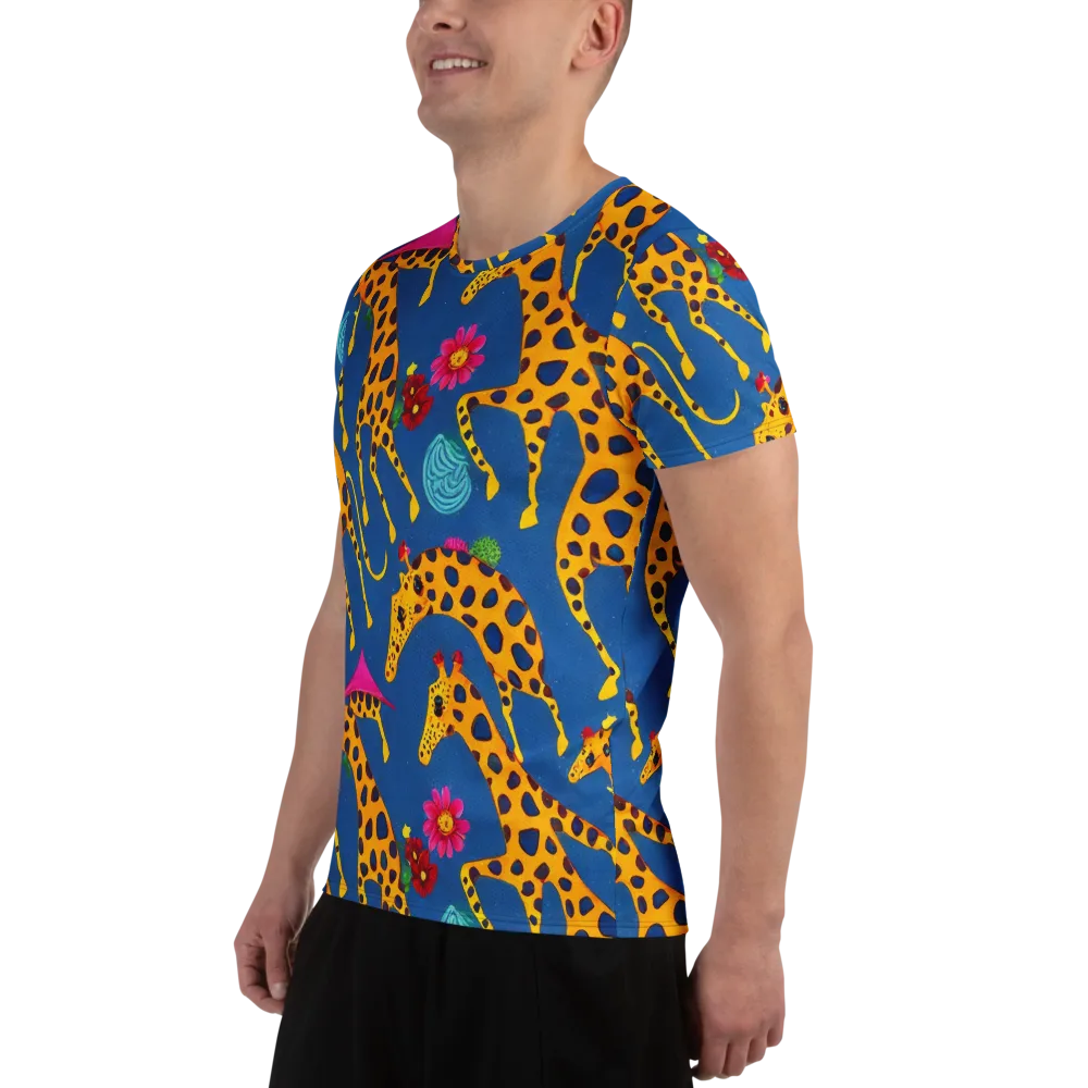 Giraffe Garden on Men's Athletic T-Shirt — Left