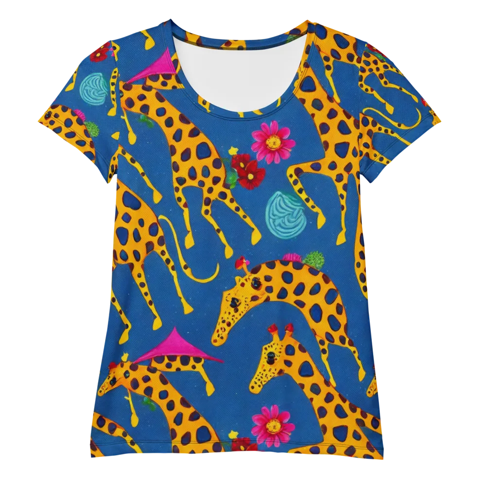 Giraffe Garden on Women's Athletic T-Shirt — Front