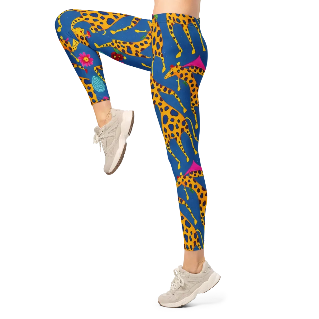 Giraffe Garden on Leggings — Left