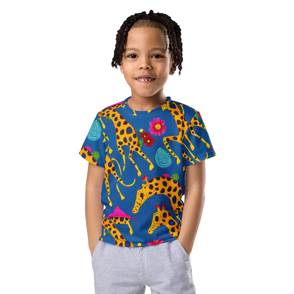 Giraffe Garden on Kids Crew Neck T-Shirt — Front