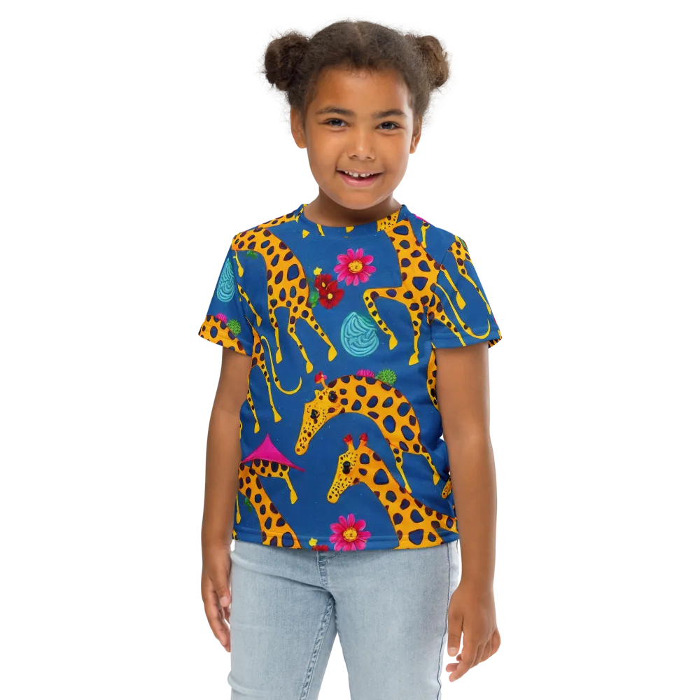 Giraffe Garden on Kids Crew Neck T-Shirt — Front