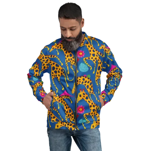 Giraffe Garden on a Bomber Jacket