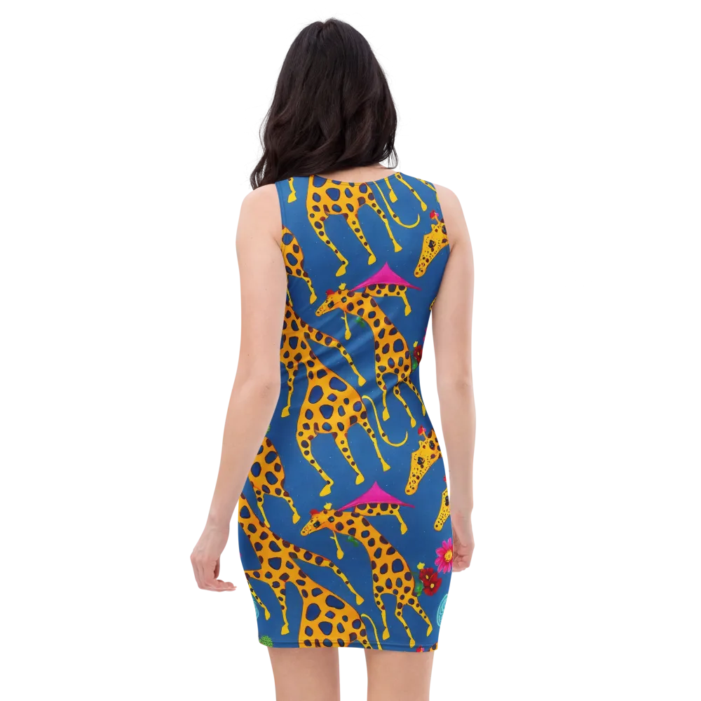 Giraffe Garden on Bodycon Dress — Back