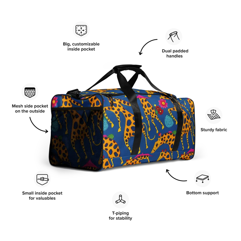 Giraffe Garden on Duffle Bag — Right Front
