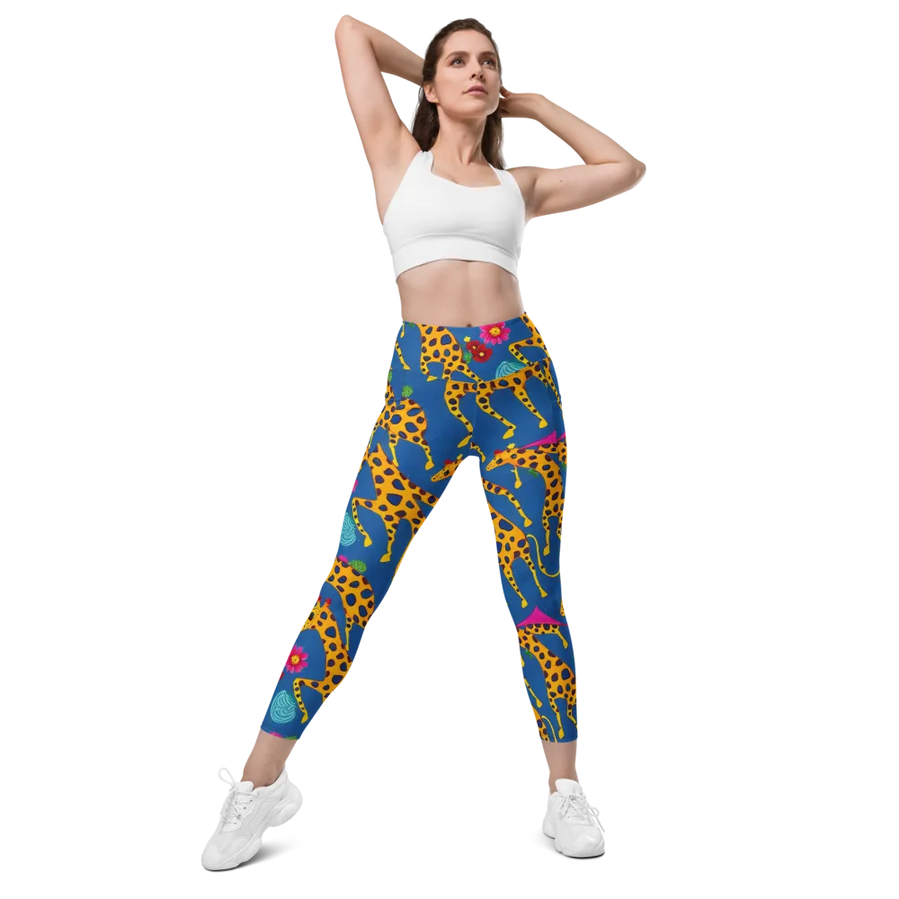 Giraffe Garden on Leggings with Pockets — Front