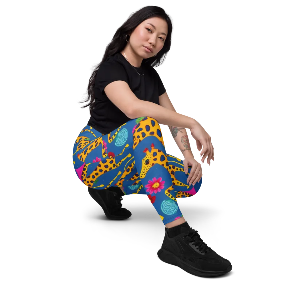 Giraffe Garden on Leggings with Pockets — Right Front