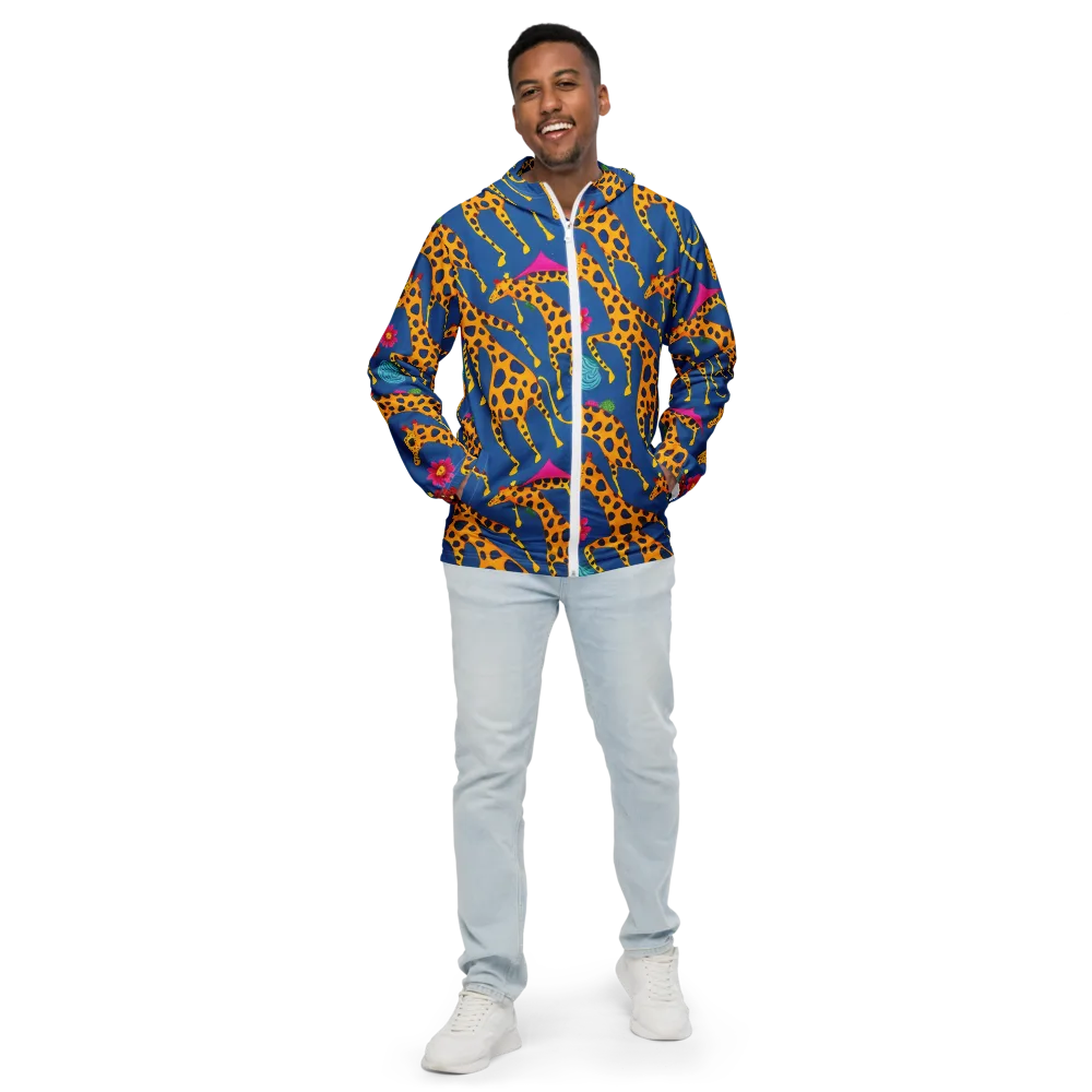 Giraffe Garden on Men's Windbreaker — Front