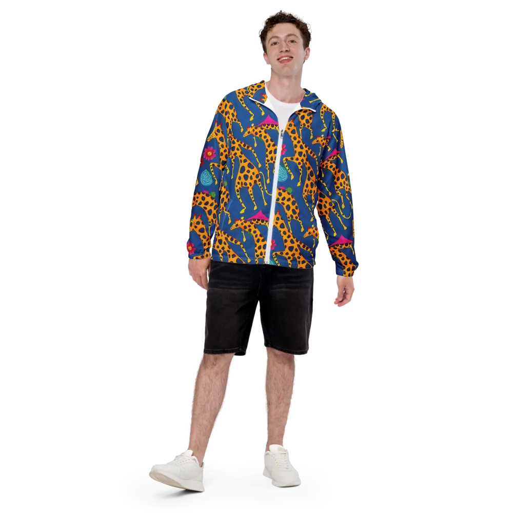 Giraffe Garden on Men's Windbreaker — Front