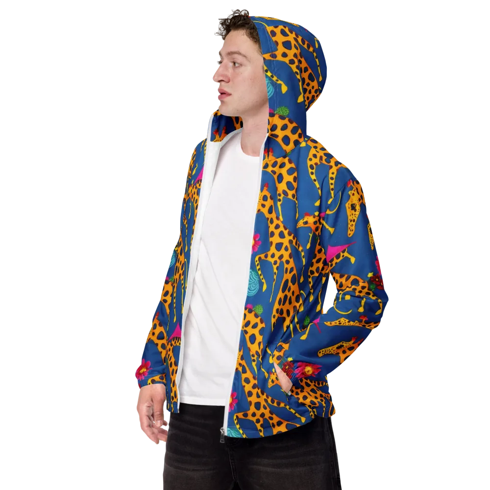 Giraffe Garden on Men's Windbreaker — Left Front