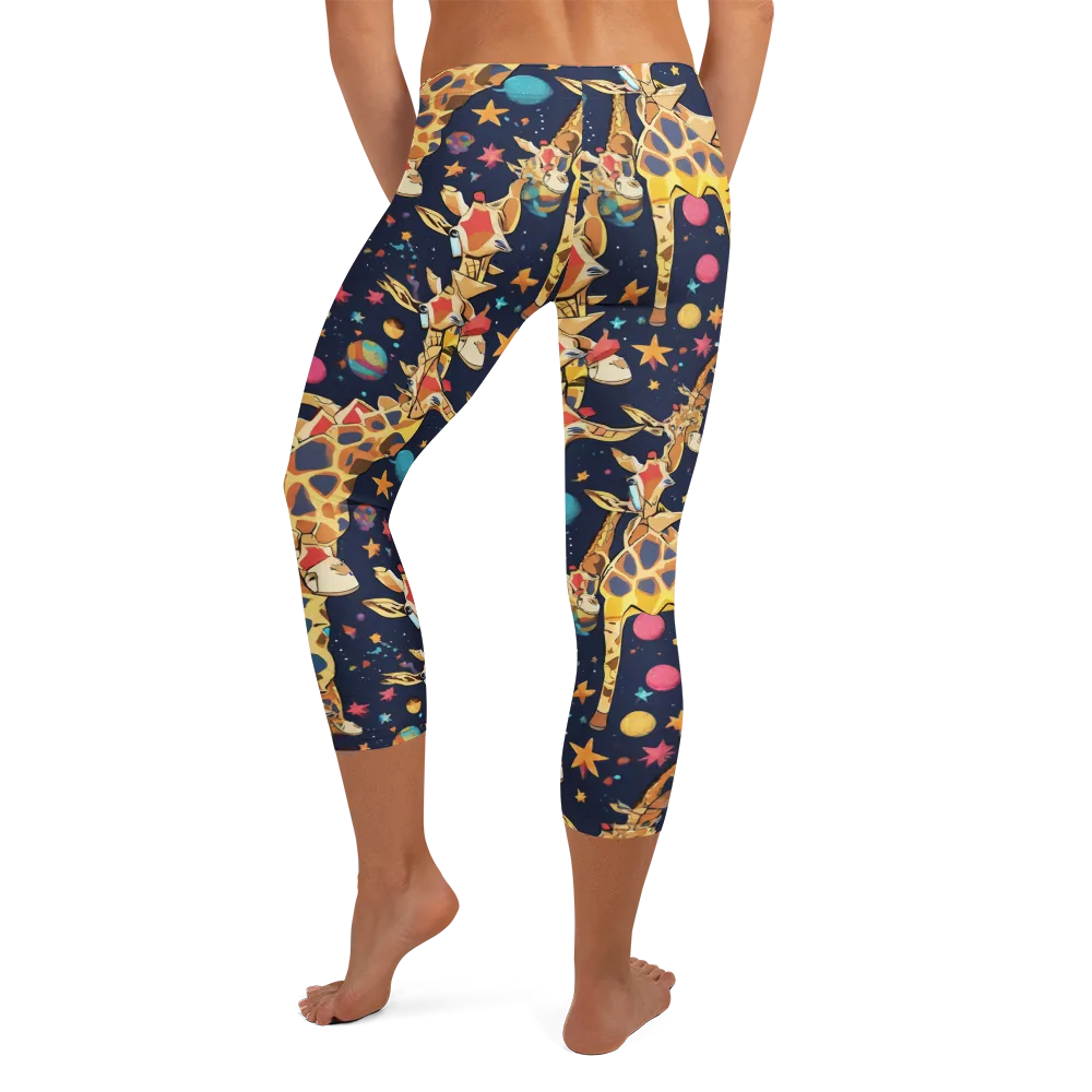 Cosmic Giraffe Parade on Capri Leggings — Back