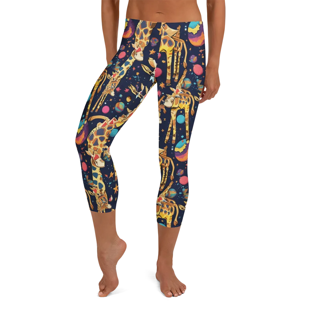 Cosmic Giraffe Parade on Capri Leggings — Front