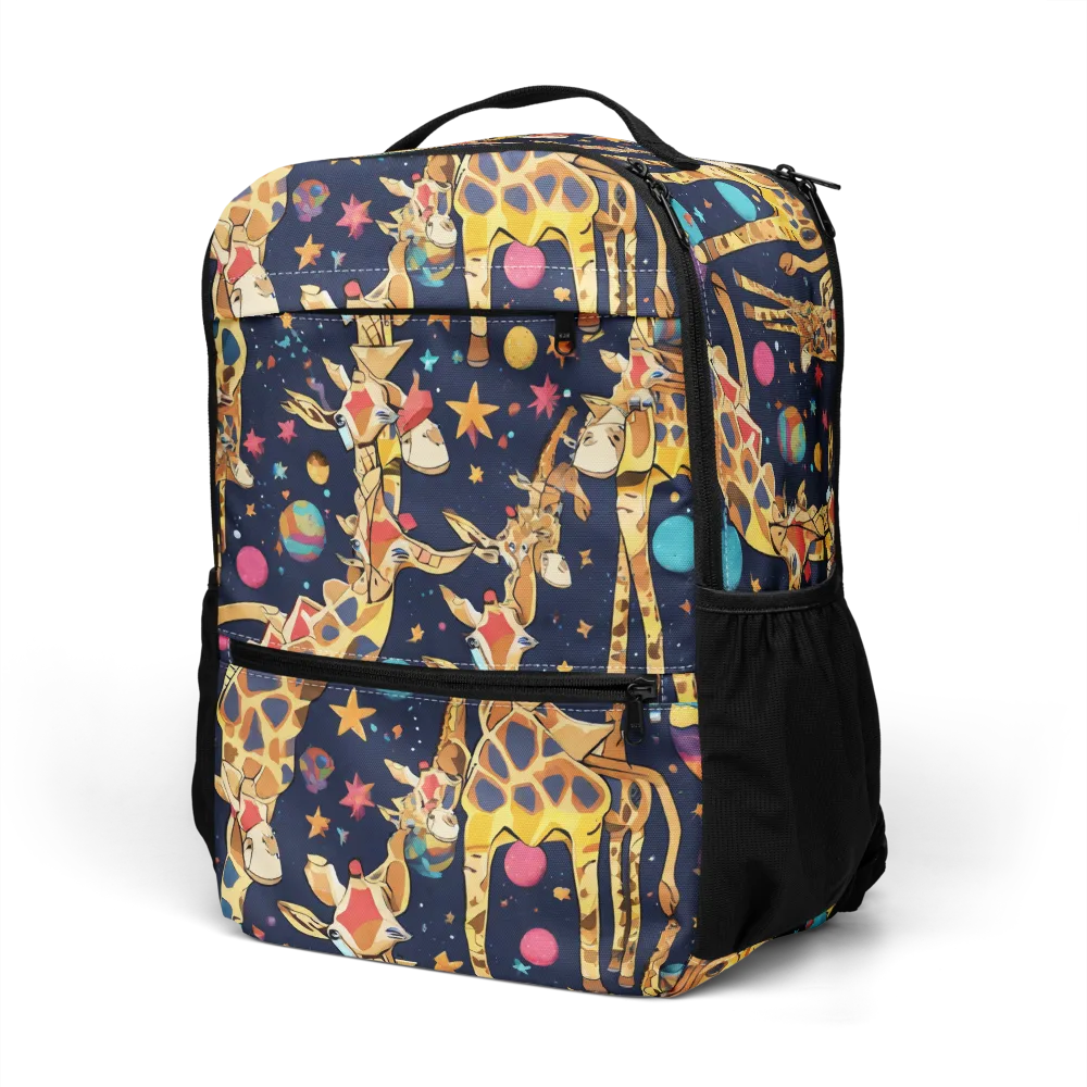 Cosmic Giraffe Parade on Utility Backpack — Left Front