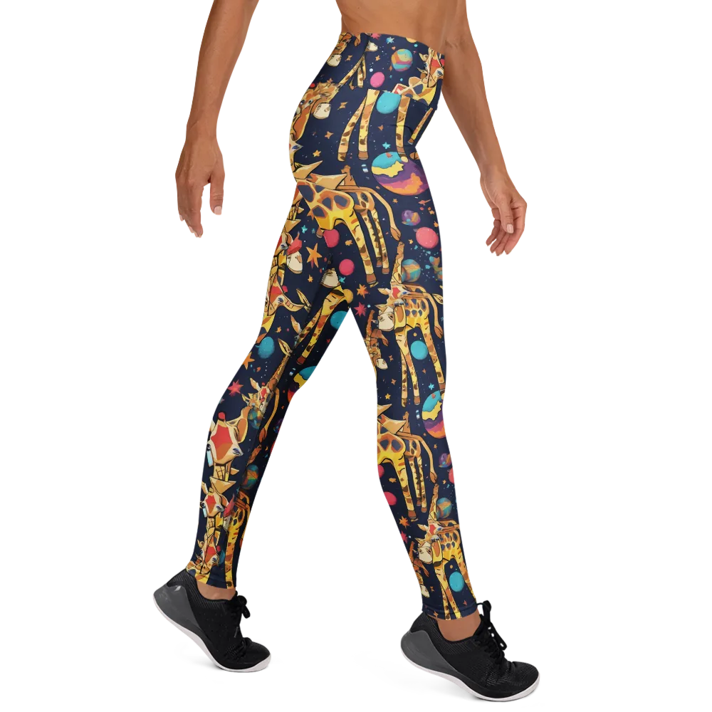 Cosmic Giraffe Parade on Yoga Leggings — Right