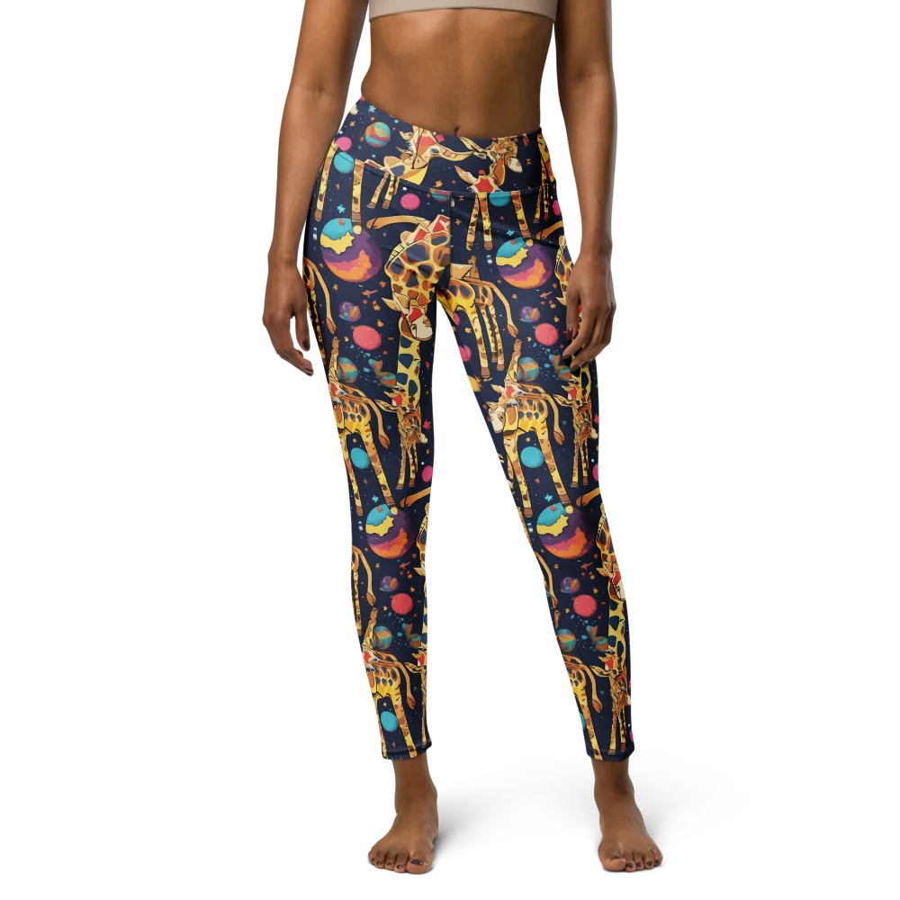 Cosmic Giraffe Parade on Yoga Leggings — Front