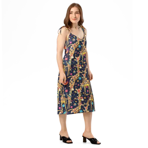 Cosmic Giraffe Parade on a Slip Dress