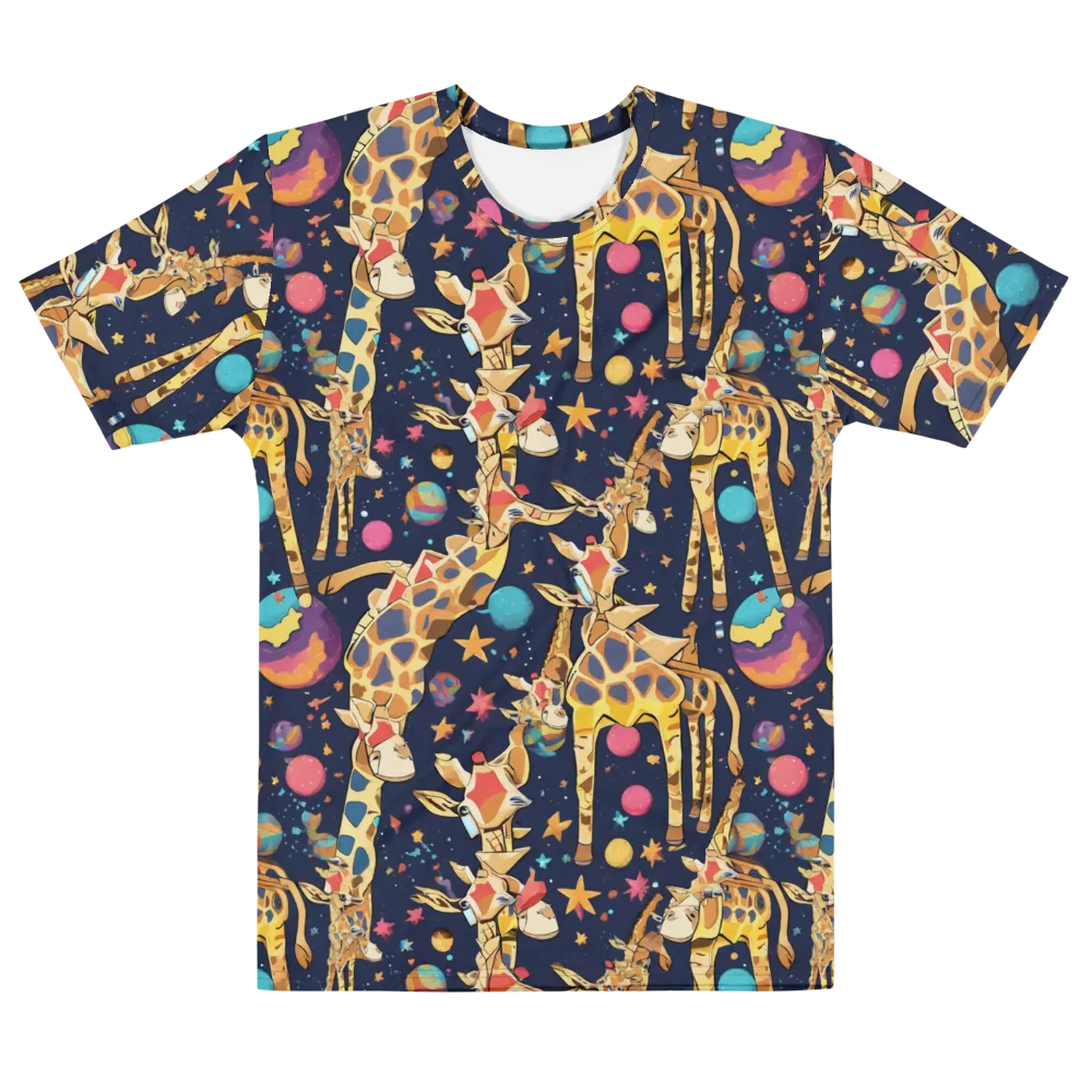 Cosmic Giraffe Parade on Men's Cotton Crew Neck T-Shirt — Front