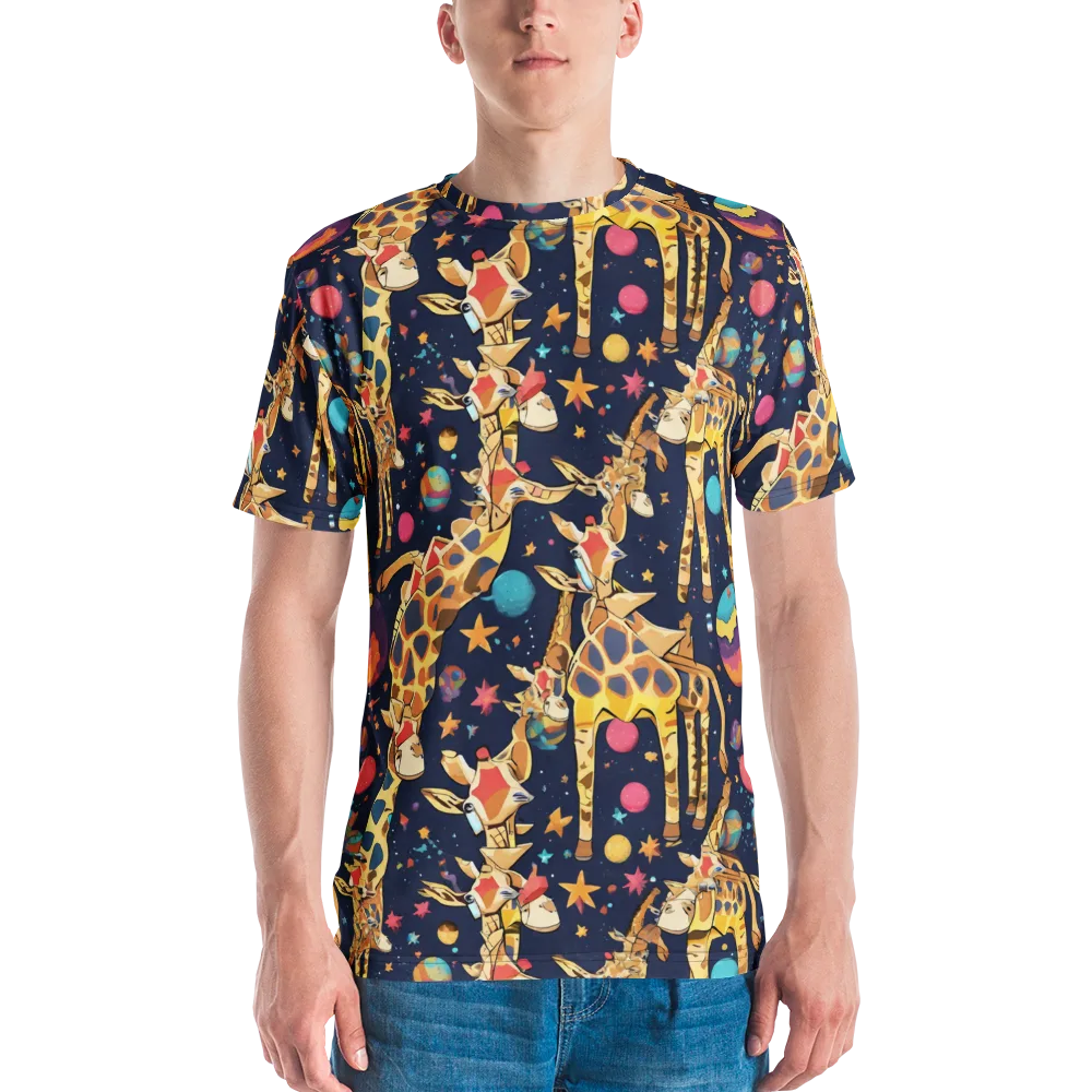 Cosmic Giraffe Parade on Men's Crew Neck T-Shirt — Front