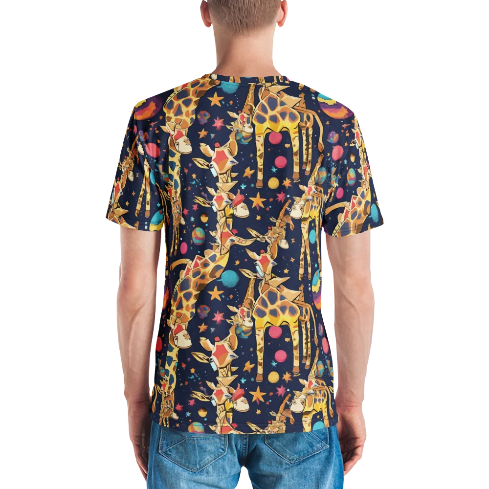 Cosmic Giraffe Parade on Men's Crew Neck T-Shirt — Back