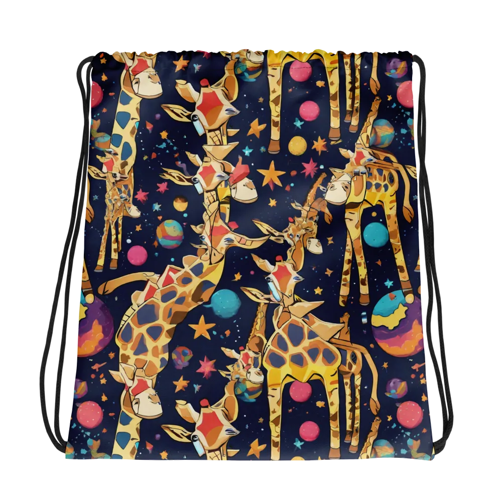 Cosmic Giraffe Parade on Drawstring Bag — Photo