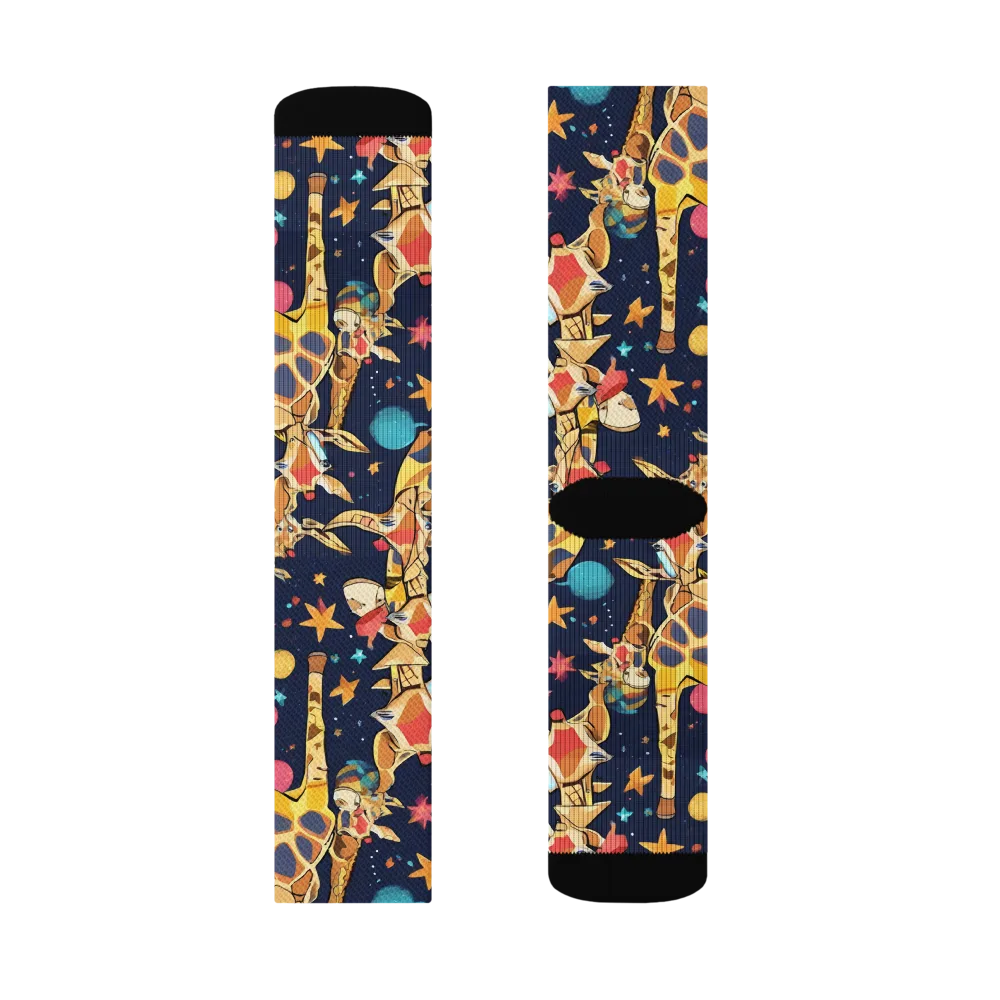 Cosmic Giraffe Parade on Socks — Right Sock