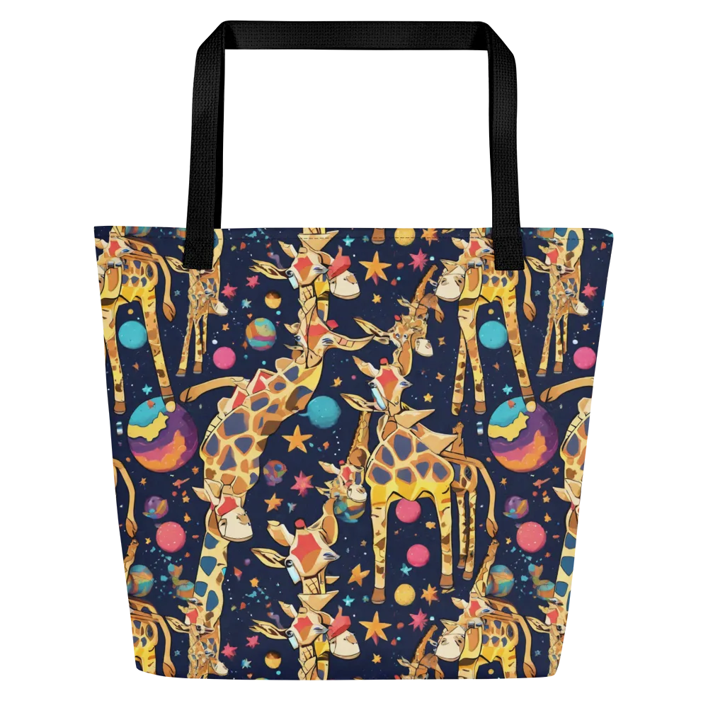 Cosmic Giraffe Parade on Large Tote Bag W/ Pocket — Front