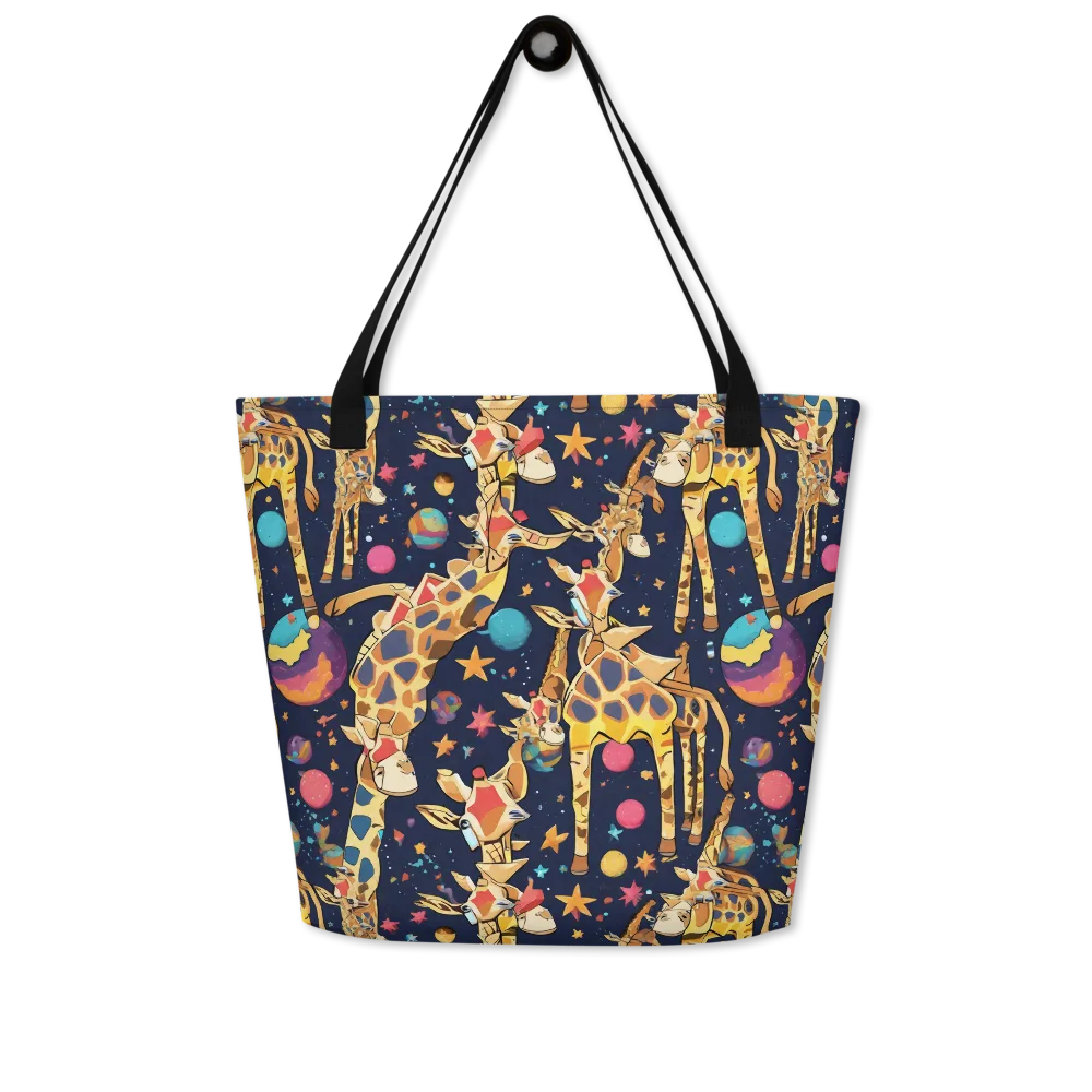 Cosmic Giraffe Parade on Large Tote Bag W/ Pocket — Front
