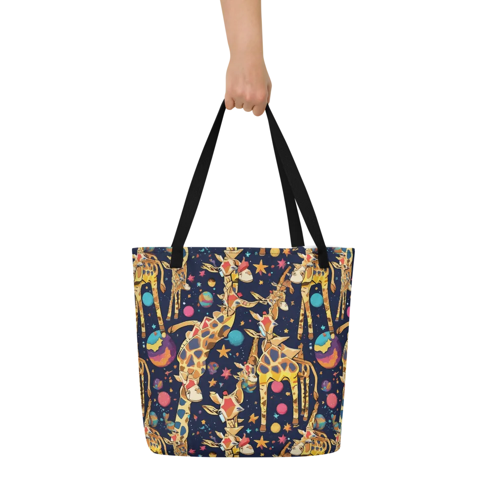 Cosmic Giraffe Parade on Large Tote Bag W/ Pocket — Front