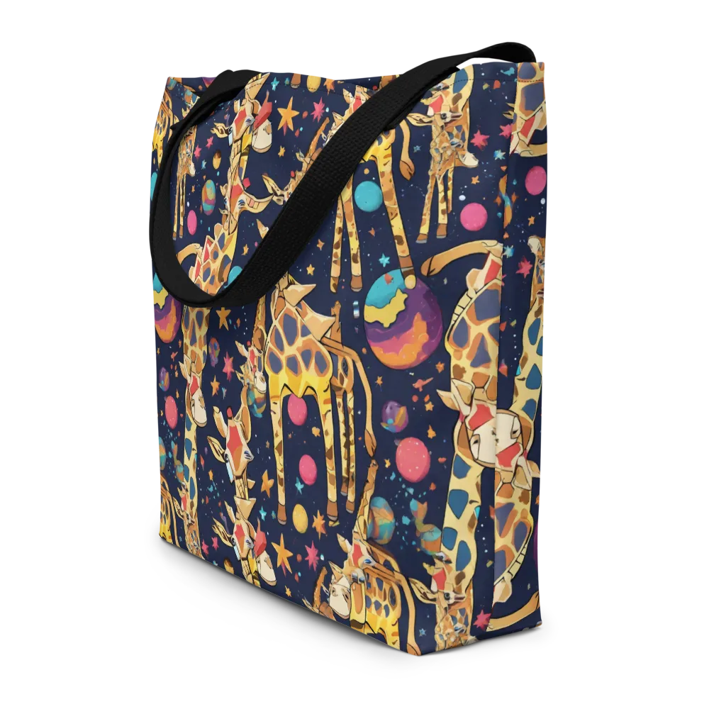 Cosmic Giraffe Parade on Large Tote Bag W/ Pocket — Front