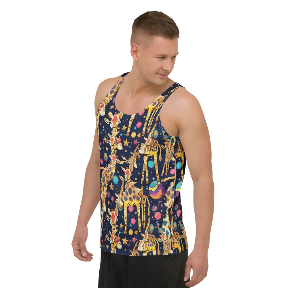 Cosmic Giraffe Parade on Men's Tank Top — Left Front