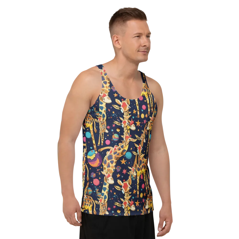 Cosmic Giraffe Parade on Men's Tank Top — Right Front