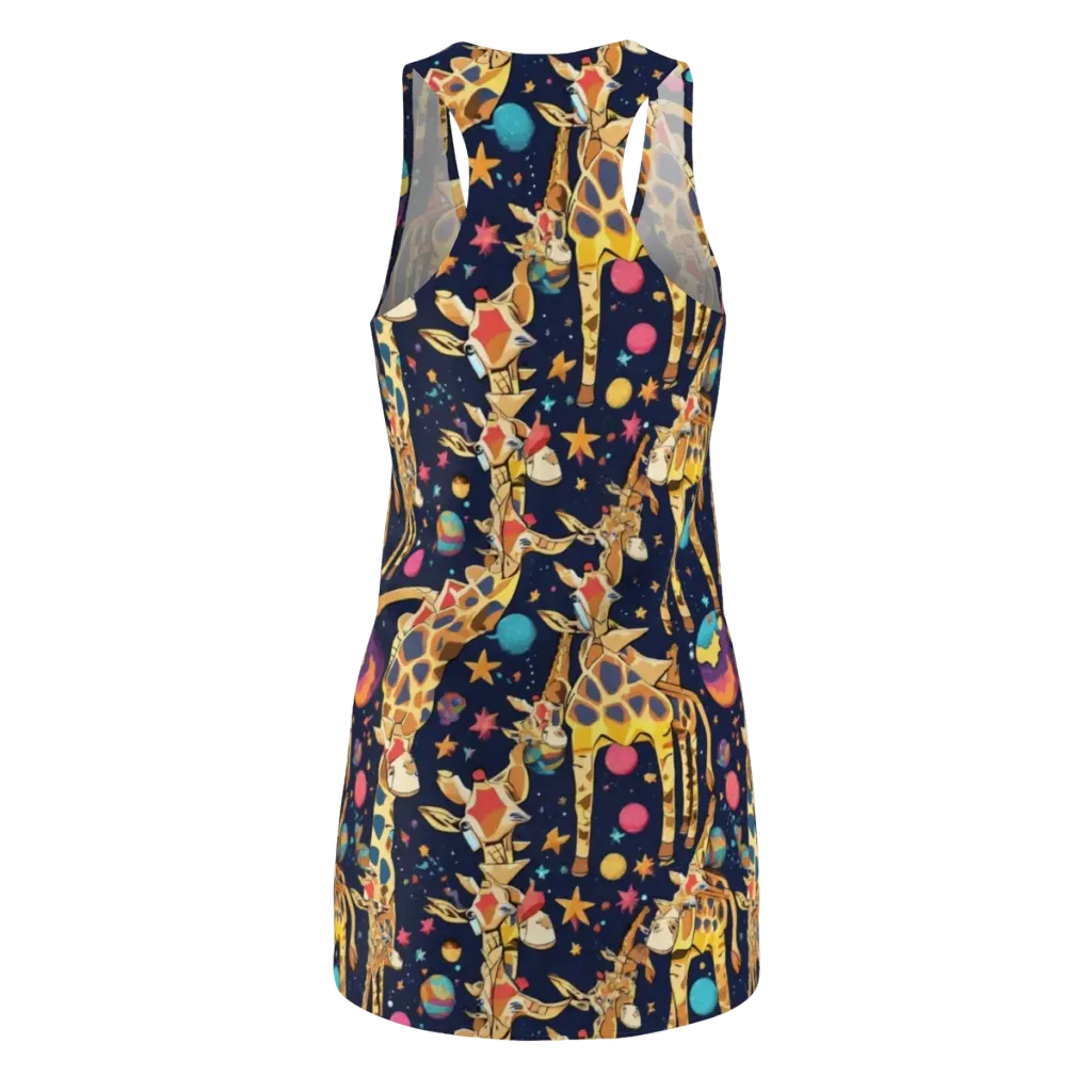 Cosmic Giraffe Parade on Racerback Dress — Back