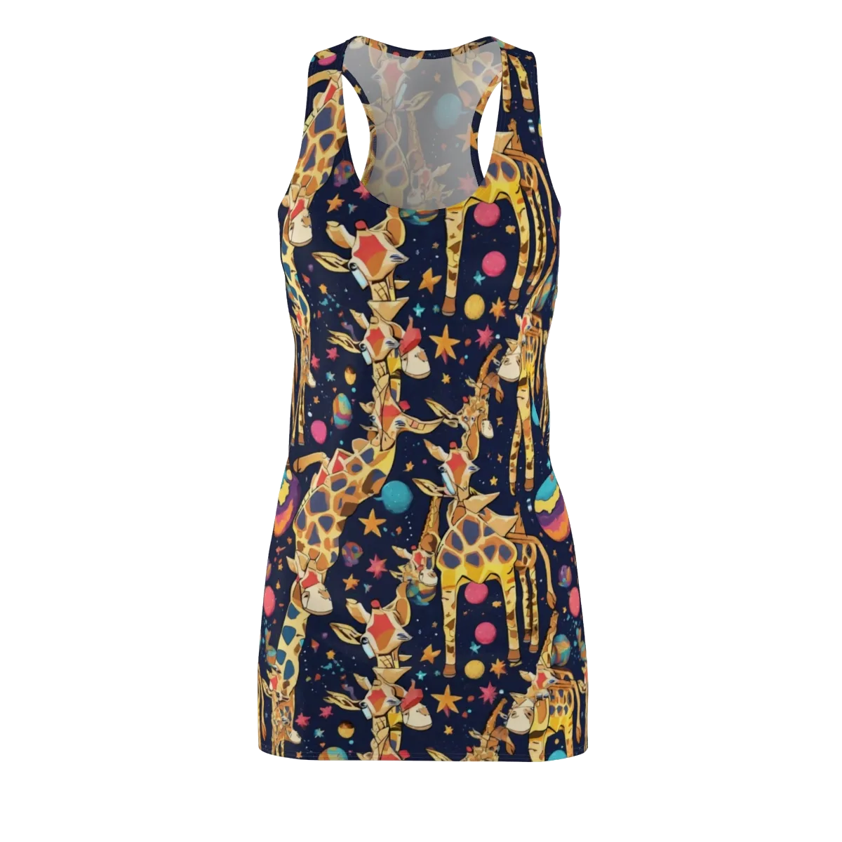 Cosmic Giraffe Parade on Racerback Dress — Front