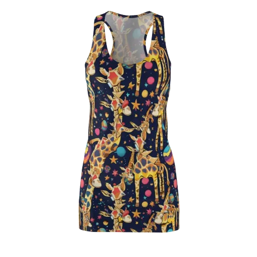 Cosmic Giraffe Parade on a Racerback Dress