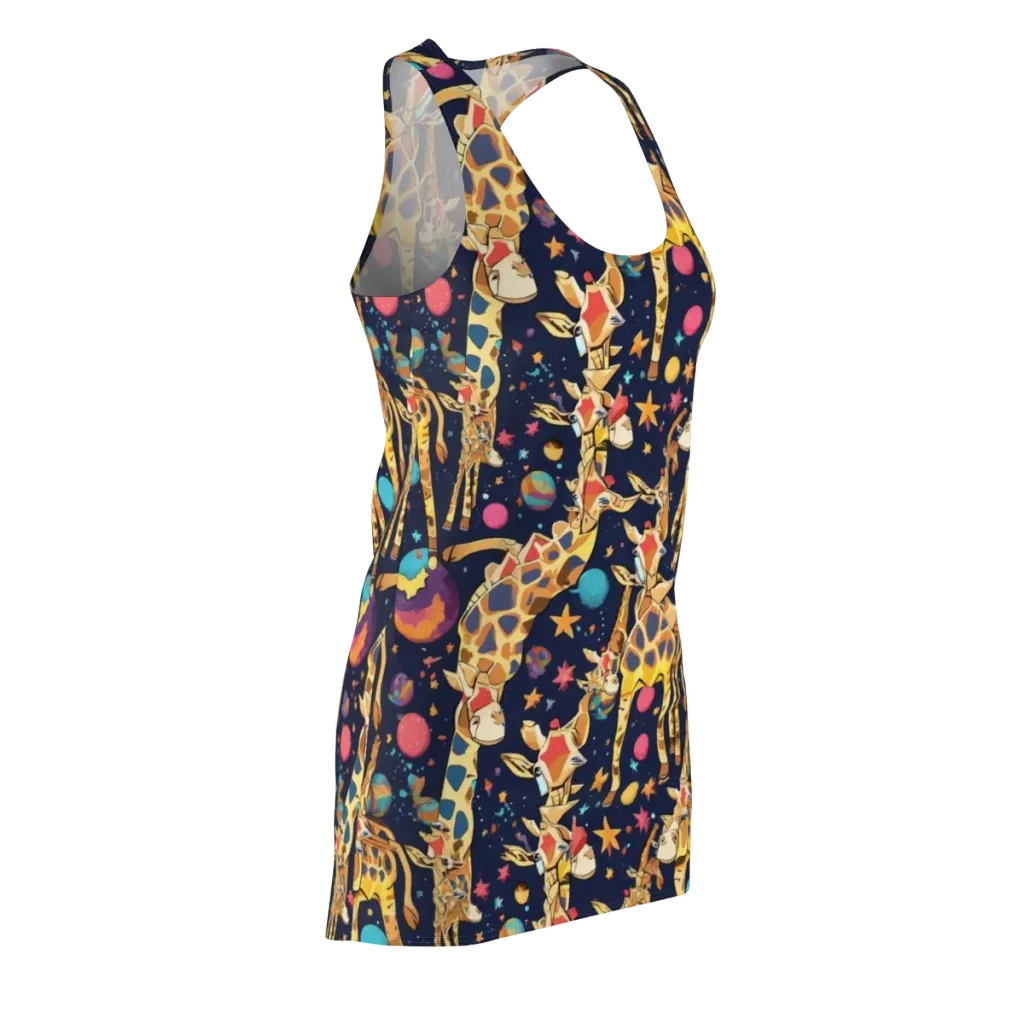 Cosmic Giraffe Parade on Racerback Dress — Front Side