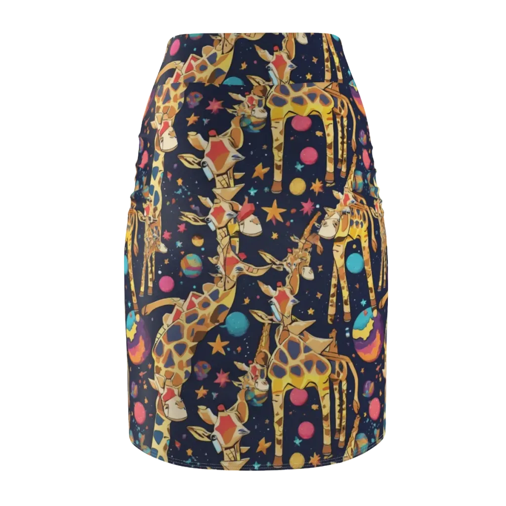 Cosmic Giraffe Parade on Pencil Skirt — Back