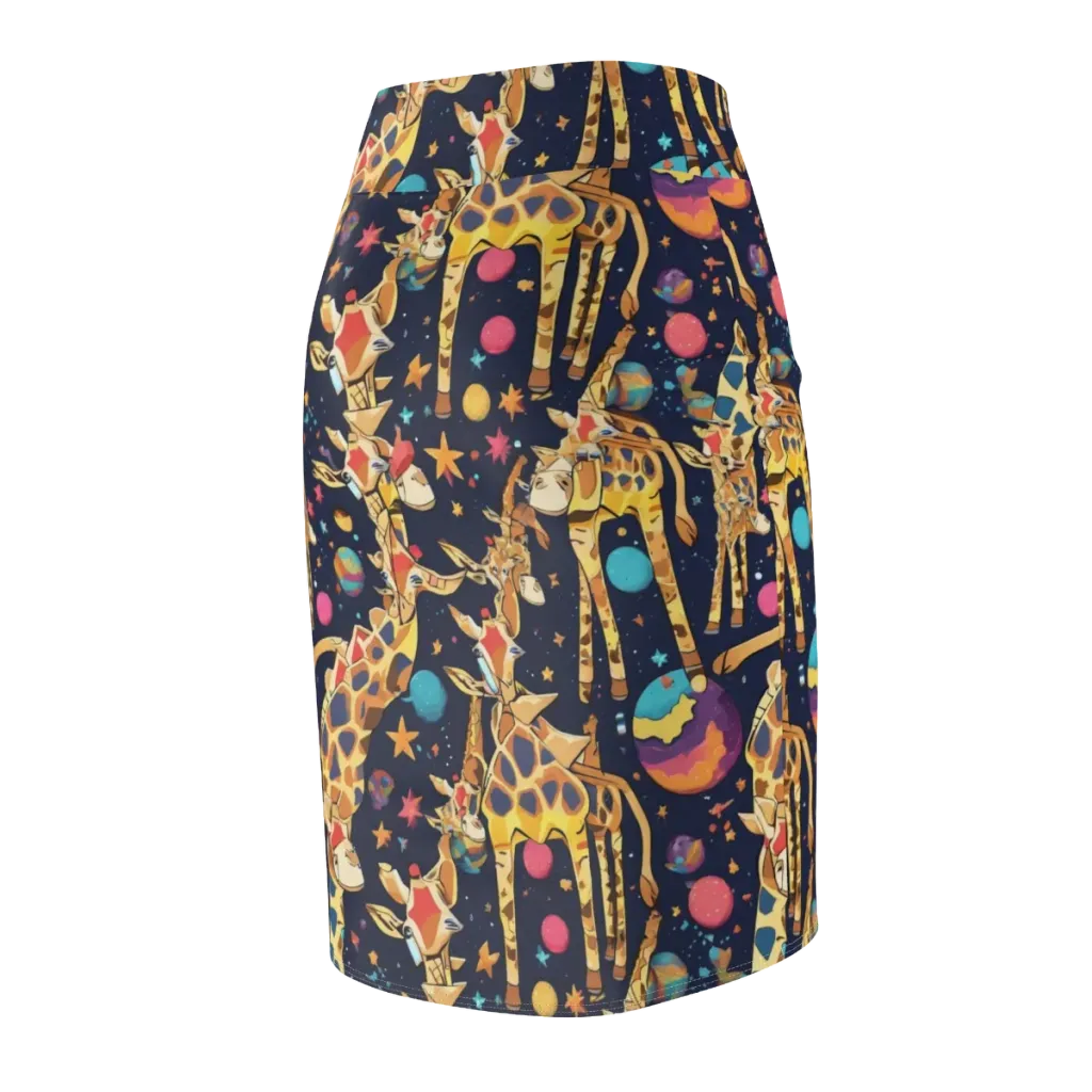 Cosmic Giraffe Parade on Pencil Skirt — Back Side