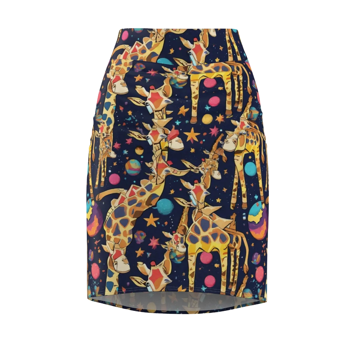 Cosmic Giraffe Parade on Pencil Skirt — Front