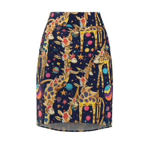 Cosmic Giraffe Parade on a Pencil Skirt