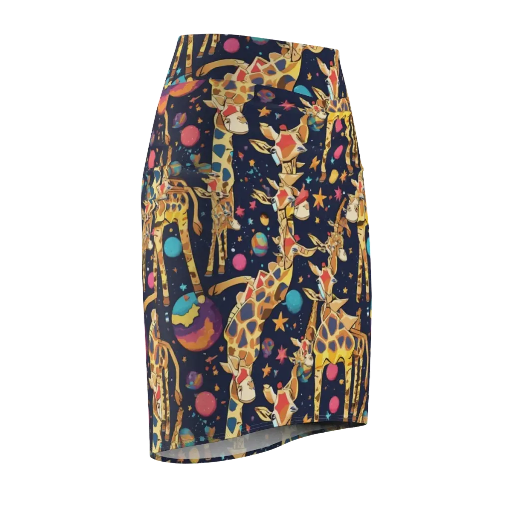 Cosmic Giraffe Parade on Pencil Skirt — Front Side